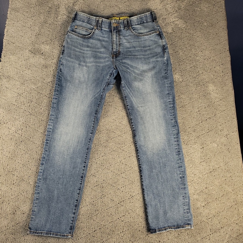 Lee Jeans Mesn‎ 36x32 Blue Extreme Motion Athletic Fit Tapered Leg Whisker Denim